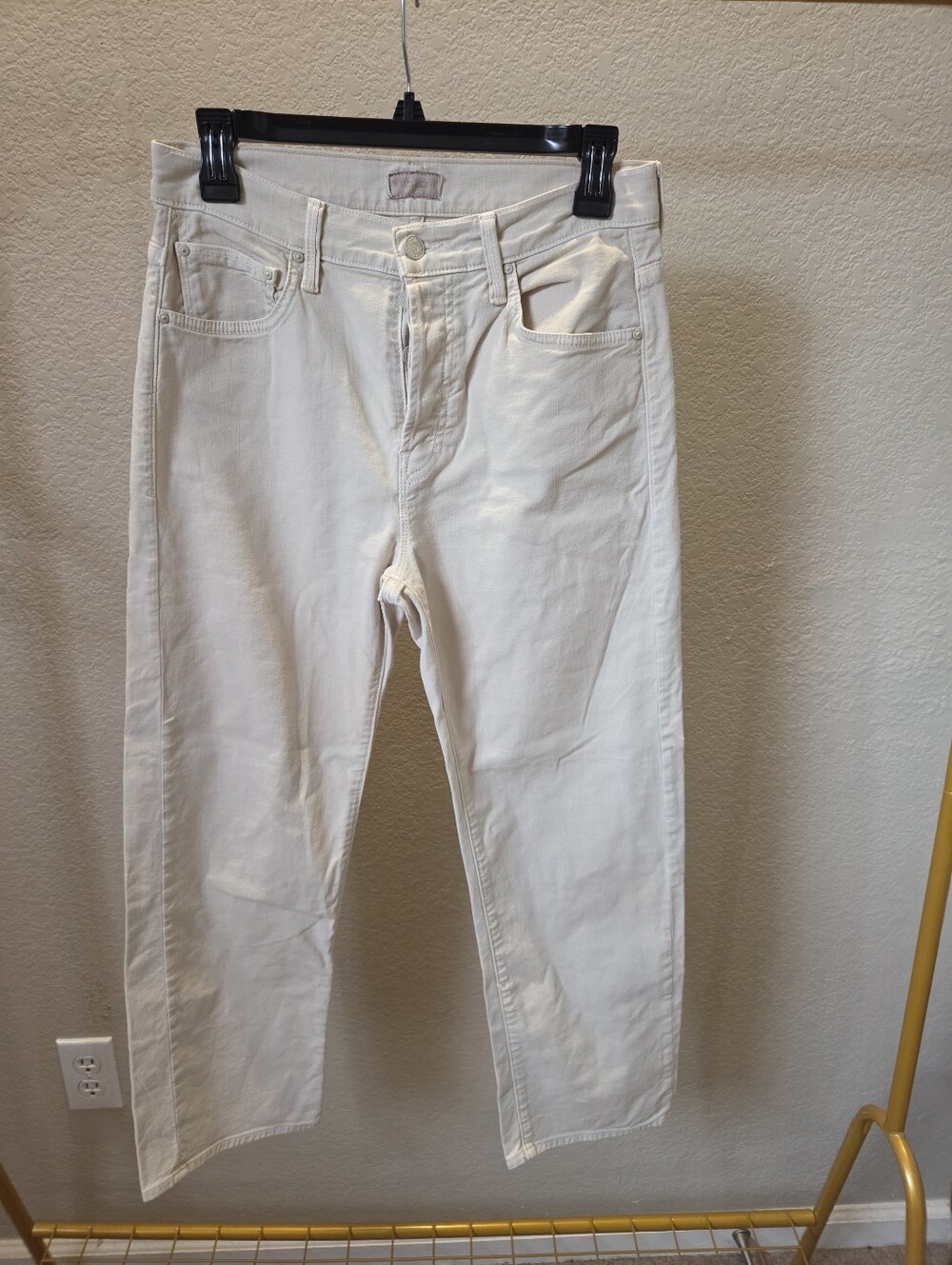 MOTHER Cream Straight-Leg Button Up Jeans- Size 25
